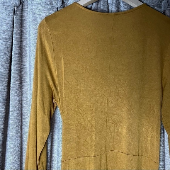 Express Mustard Yellow Long Sleeve Faux Wrap Dress Size Medium - Picture 12 of 16